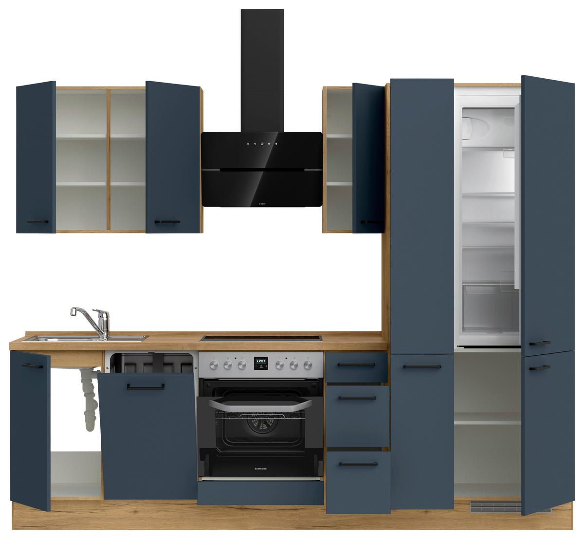 Küchenleerblock Easytouch High-Line, H3 Rechts - Blau/Eichefarben, MODERN, Holzwerkstoff (270cm) - Nobilia