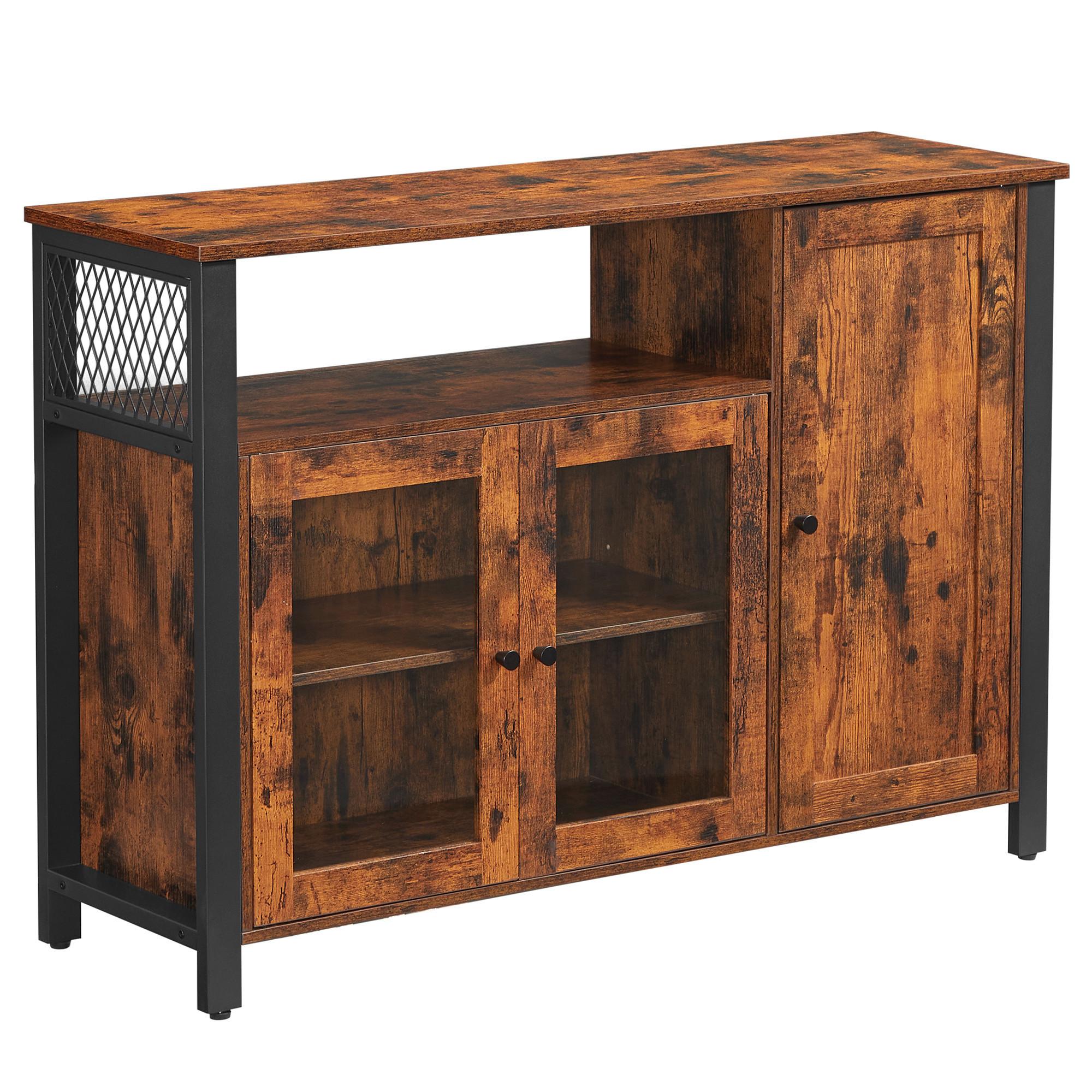 Kommode B: 110 cm Braun/Schwarz - Schwarz/Braun, Trend, Glas/Holzwerkstoff (110/75/33cm) - Boxxx