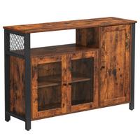 Kommode B: 110 cm Braun/Schwarz - Schwarz/Braun, Trend, Glas/Holzwerkstoff (110/75/33cm) - Boxxx