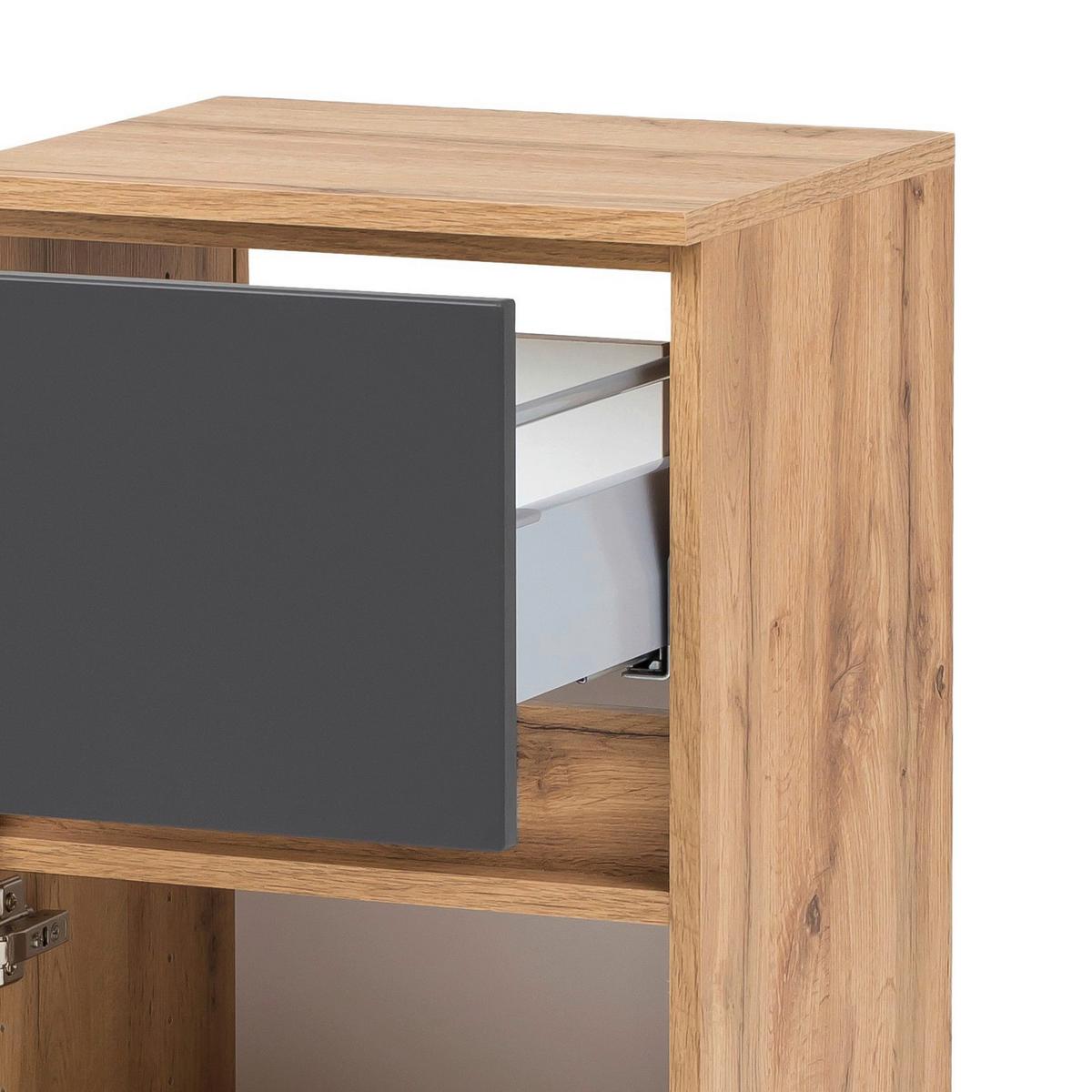 Unterschrank Kopenhagen B: 40 Cm Grau/eiche Dekor - Eichefarben/Silberfarben, KONVENTIONELL, Holzwerkstoff (40/79/35cm) - Held