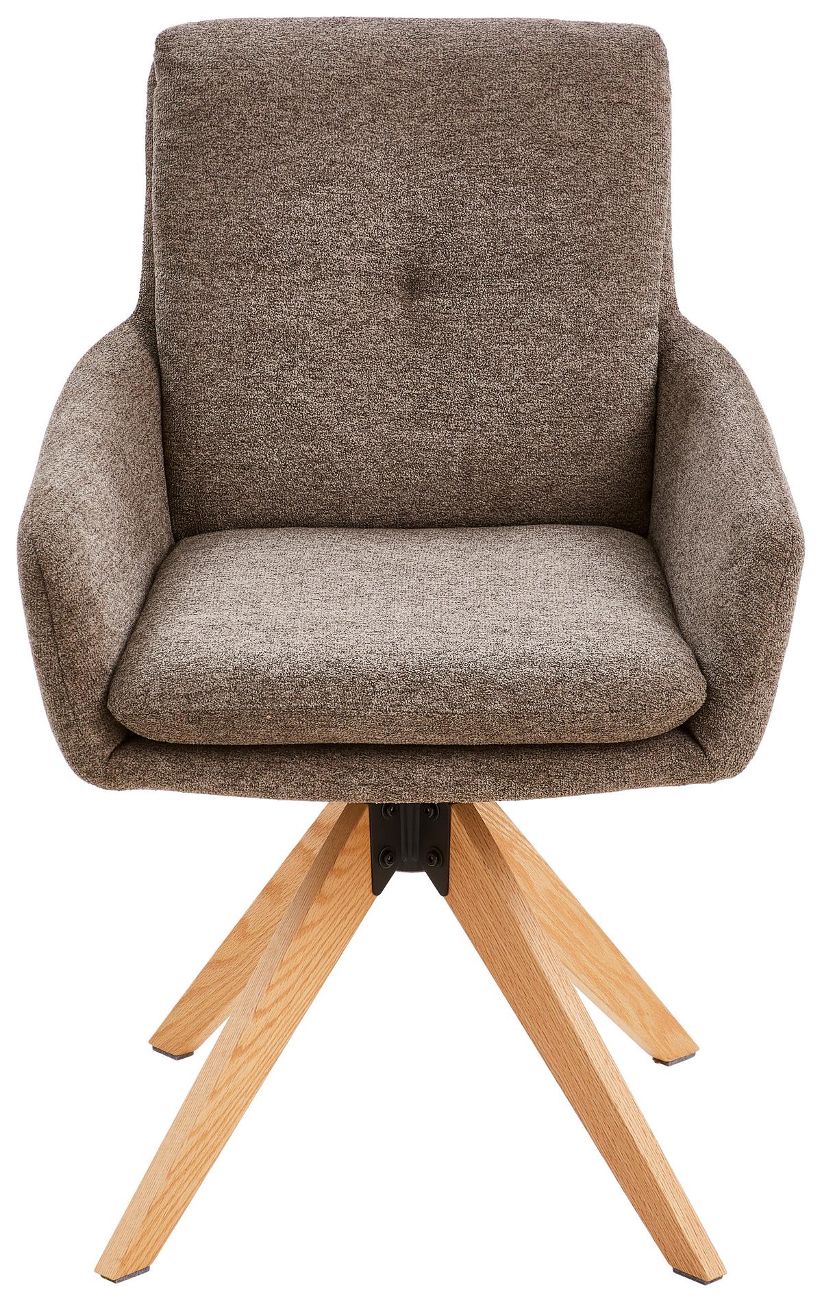 Armlehnstuhl Slide Braun B: 58 cm - Eichefarben/Braun, MODERN, Holz/Textil (58/91/63,5cm) - Livetastic