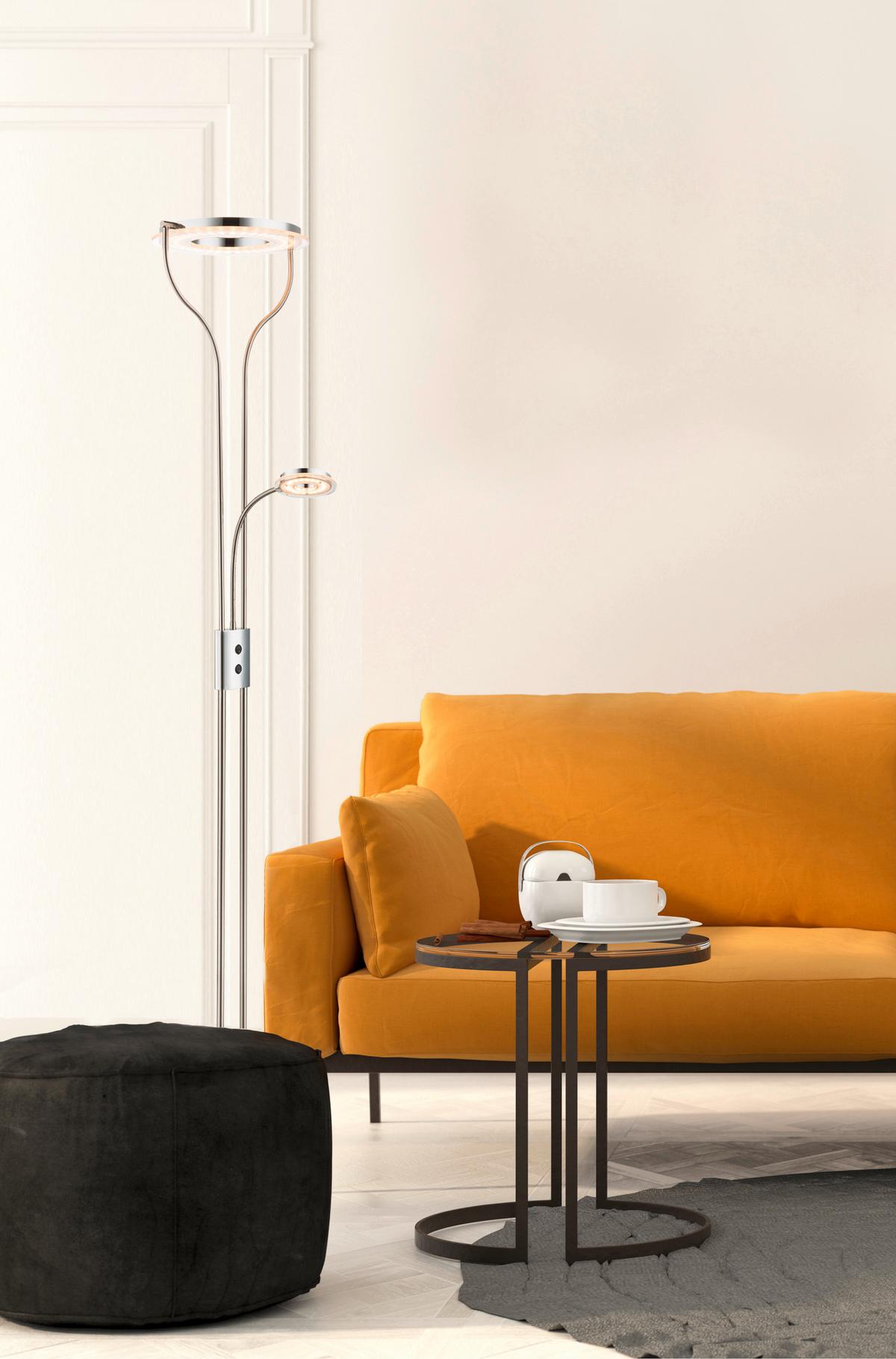 LED-Stehlampe Sandi Chromfarben mit Flexarm - Design (35/31/194cm) - Globo