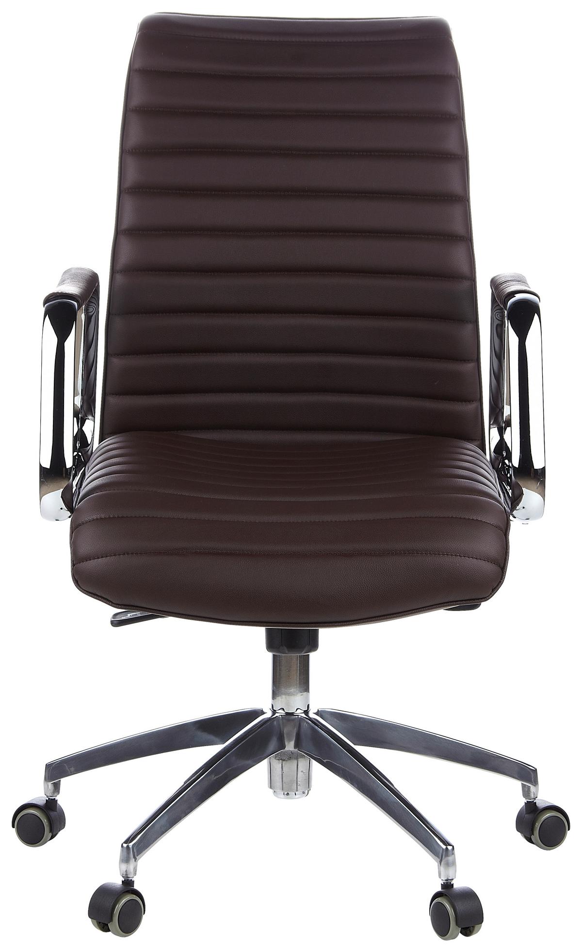 Drehstuhl Aspera 10 Dunkelbraun - Dunkelbraun/Silberfarben, MODERN, Leder/Kunststoff (59/114/50cm) - MID.YOU