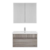 Skrinka s umývadlom ISLA - číra/sivá, Modern, keramika/sklo (80/70/47/70/47/13cm) - Livetastic