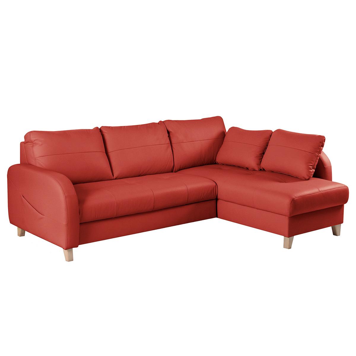 Ecksofa Compact Rot B: 227x168 Cm - Buchefarben/Rot, Design, Leder/Textil (227/168cm) - Livetastic