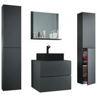 Badmöbel-Set 5-Tlg. Lendas B: 127 cm Anthrazit Dekor - Anthrazit/Schwarz, MODERN, Glas/Keramik (127cm) - MID.YOU