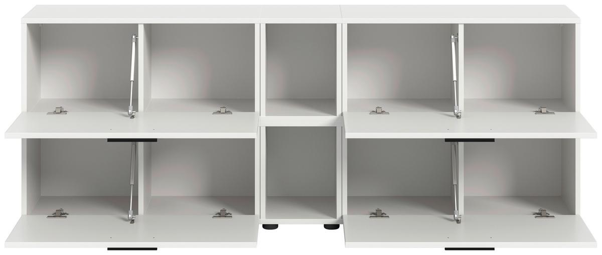 Wohnwand, The ONE 6, B: 176 cm Weiss - Schwarz/Weiß, Trend, Holzwerkstoff (176/67/34cm)