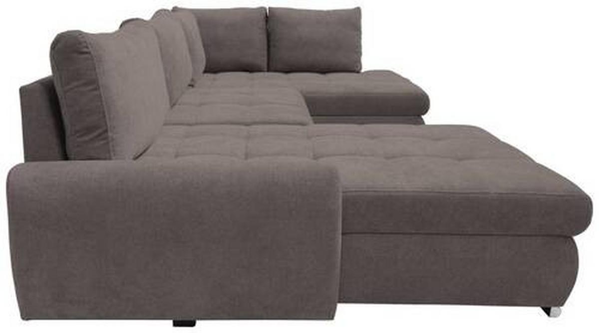 Ecksofa Canion - Chromfarben/Graubraun, Design, Textil (174/322/173cm) - Livetastic