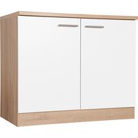 Spülenunterschrank Merle Weiß/Eiche Dekor B:100cm - Eichefarben/Weiß, Basics, Holzwerkstoff (100/84,8/60cm) - Respekta