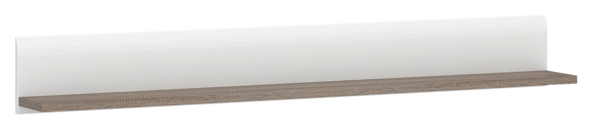 Wandboard Linate B: 150 Cm Alpinweiss/trüfel Eiche Dekor - Weiß Hochglanz/Trüffeleichefarben, MODERN, Holzwerkstoff (150/19,5/19,9cm)