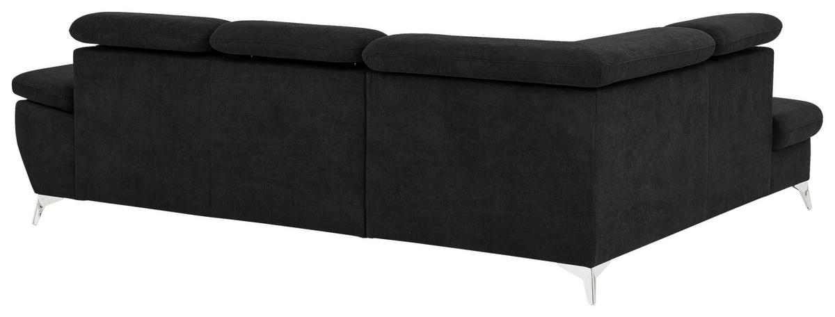 Ecksofa Mit Schlaffunktion Und Bettkasten Gisele Schwarz - Chromfarben/Schwarz, KONVENTIONELL, Textil (209/256cm) - Livetastic