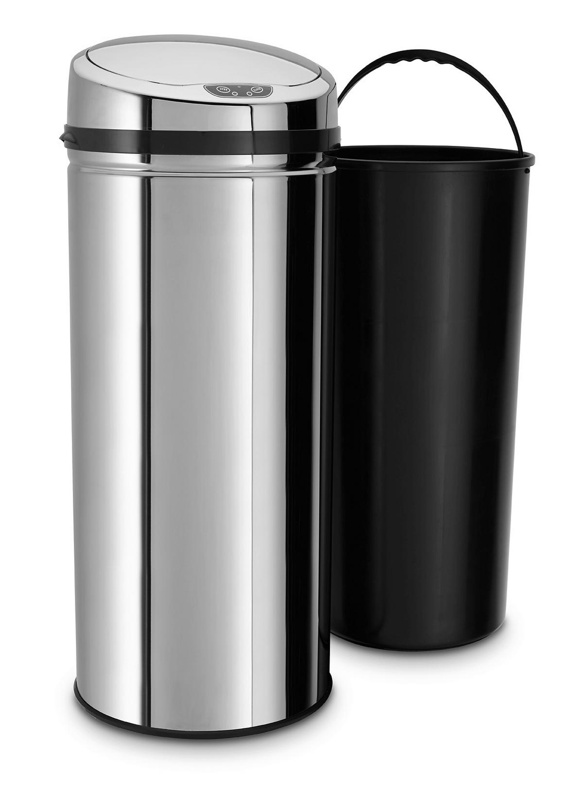 Mülleimer Inox mit Deckel 42l Edelstahl Silber - Silberfarben/Schwarz, Trend, Kunststoff/Metall (31/31/79,5cm) - Echtwerk