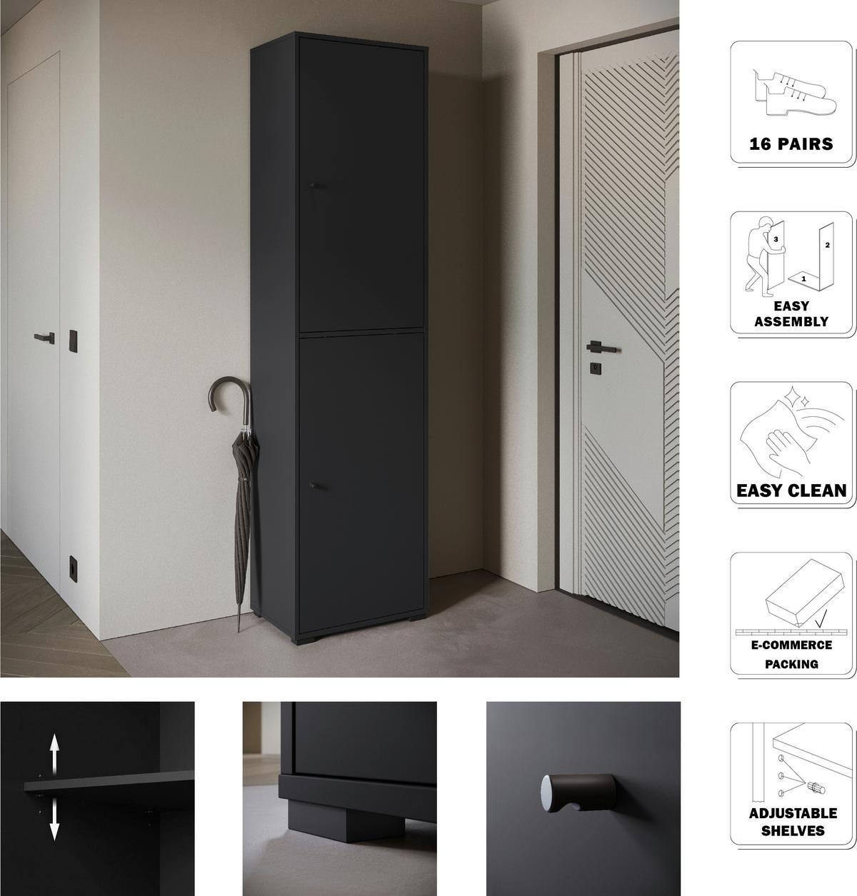 Botník Š: 50 cm - černá, Basics, kov/kompozitní dřevo (50/190/33cm) - P & B