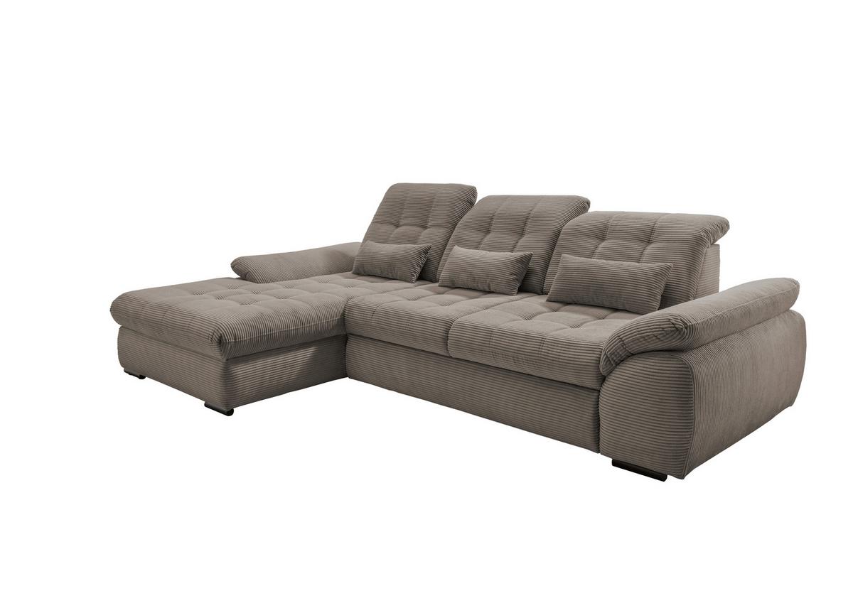 Ecksofa Mit Bettkasten Rigatti Graubraun S: 184x314cm - Graubraun/Schwarz, MODERN, Textil (184/314cm) - Livetastic