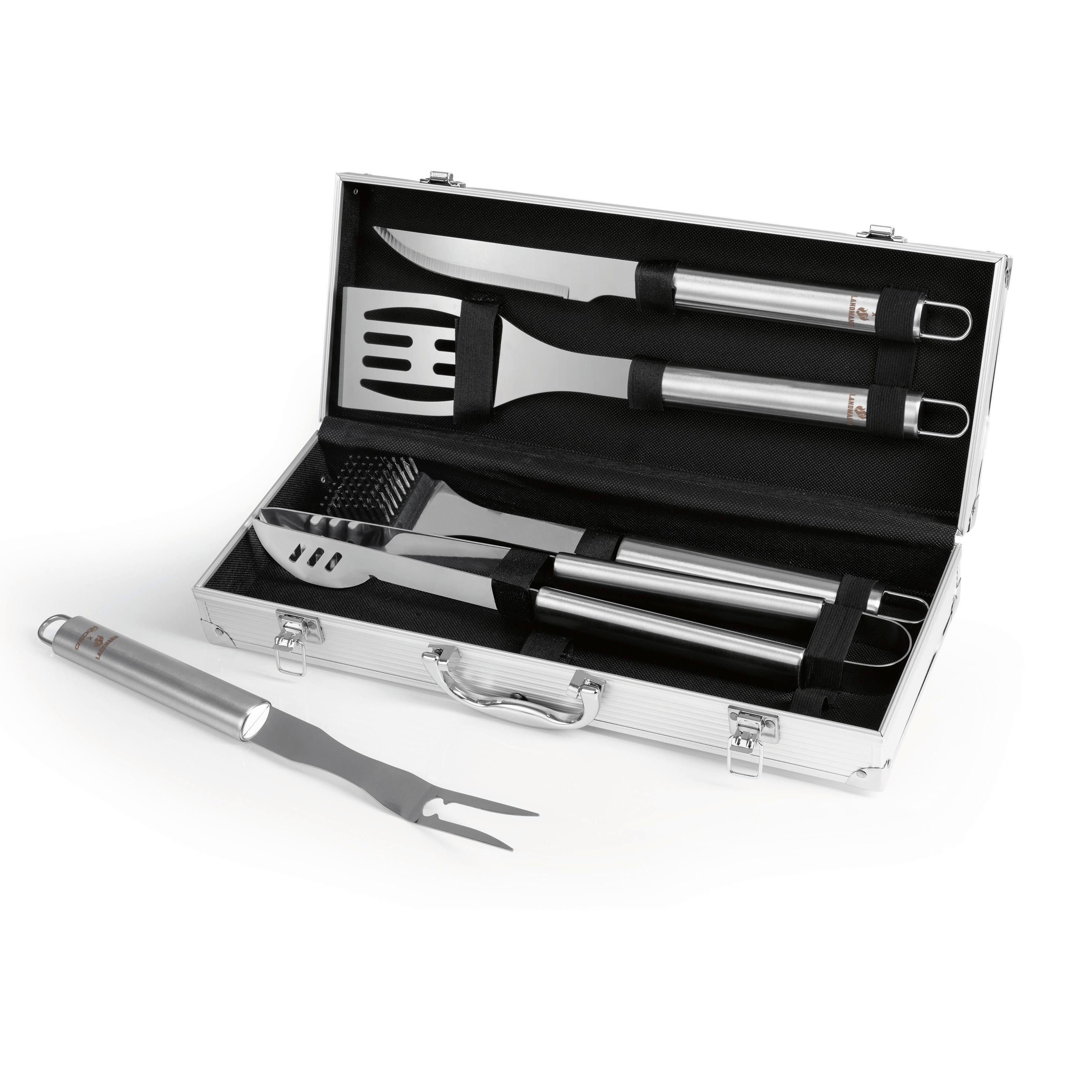 Grillkofferset 6tlg. Landmann Grillkoffer-Set 6--teilig - Silberfarben, LIFESTYLE, Metall (45/17/8cm)