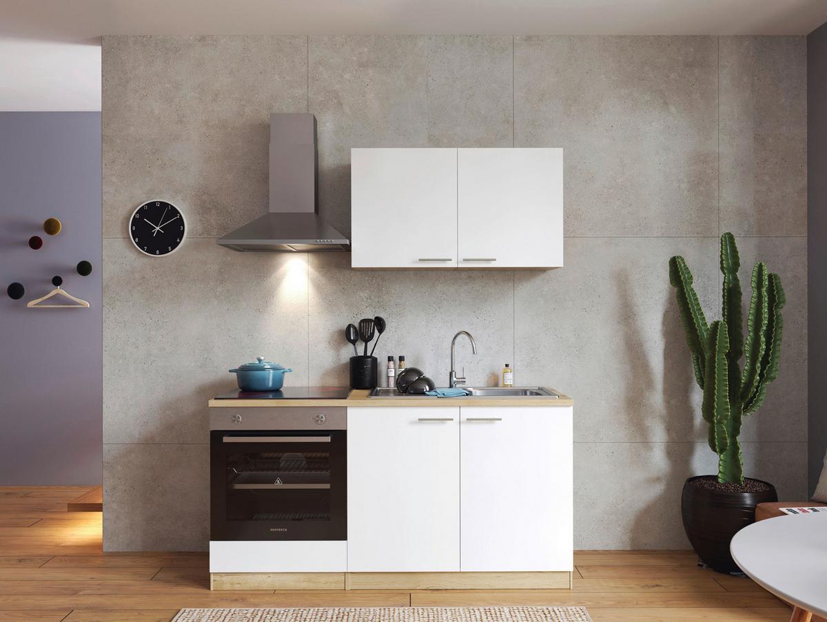 Miniküche Merle Weiß B: 160 Cm - Eichefarben/Weiß, Design, Holzwerkstoff (160cm) - Respekta
