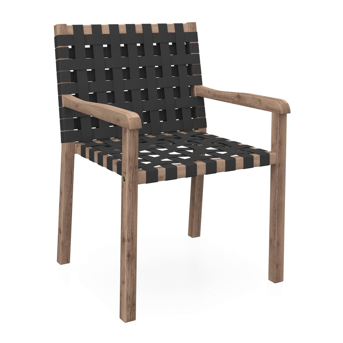 SADA ZAHRADNÍCH KŘESEL LAURIA - černá/barvy akácie, Moderní, dřevo/textil (61/84/59cm) - Bessagi Garden