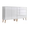 Sideboard Mailand 3 B: 158 Cm Weiß - Weiß Hochglanz/Eiche Artisan, MODERN, Holzwerkstoff (158/86/33cm) - MID.YOU