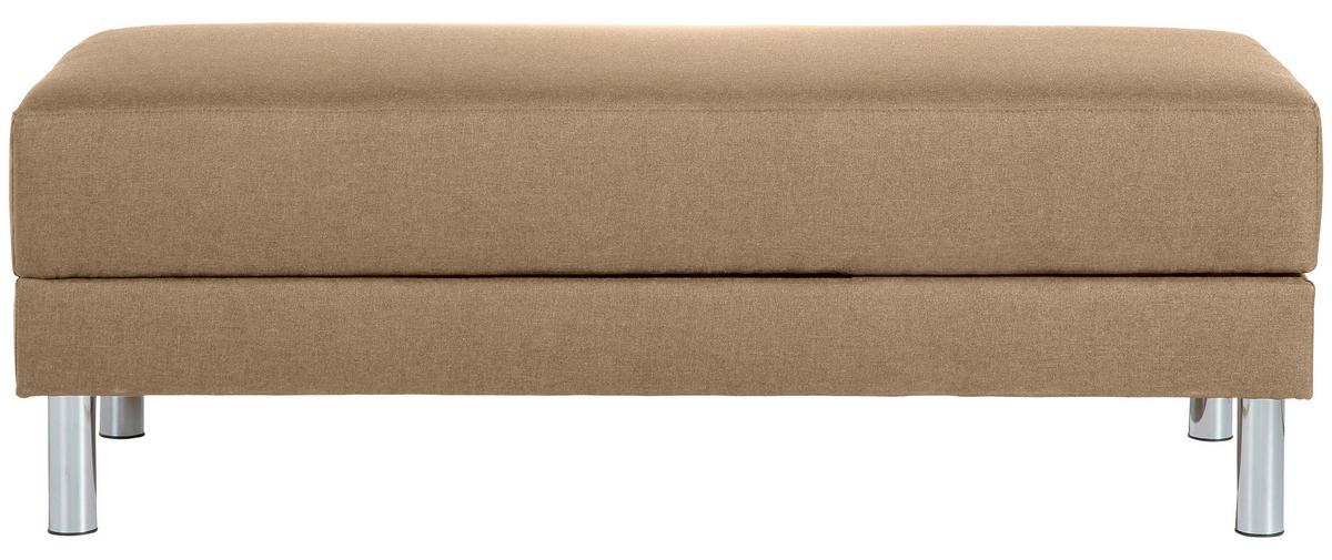 Ecksofa mit Schlaffunktion Just Fashion Sandfarben - Sandfarben/Chromfarben, KONVENTIONELL, Textil (152/230cm) - Max Winzer