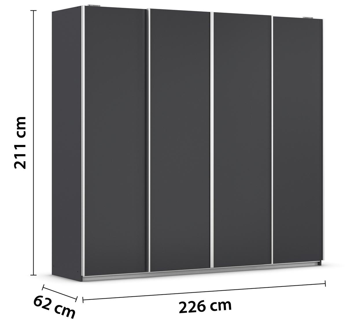 Schwebetürenschrank Altera Dunkelgrau B: 226 cm - Dunkelgrau, MODERN, Holzwerkstoff (226/211/62cm) - Rauch Möbel