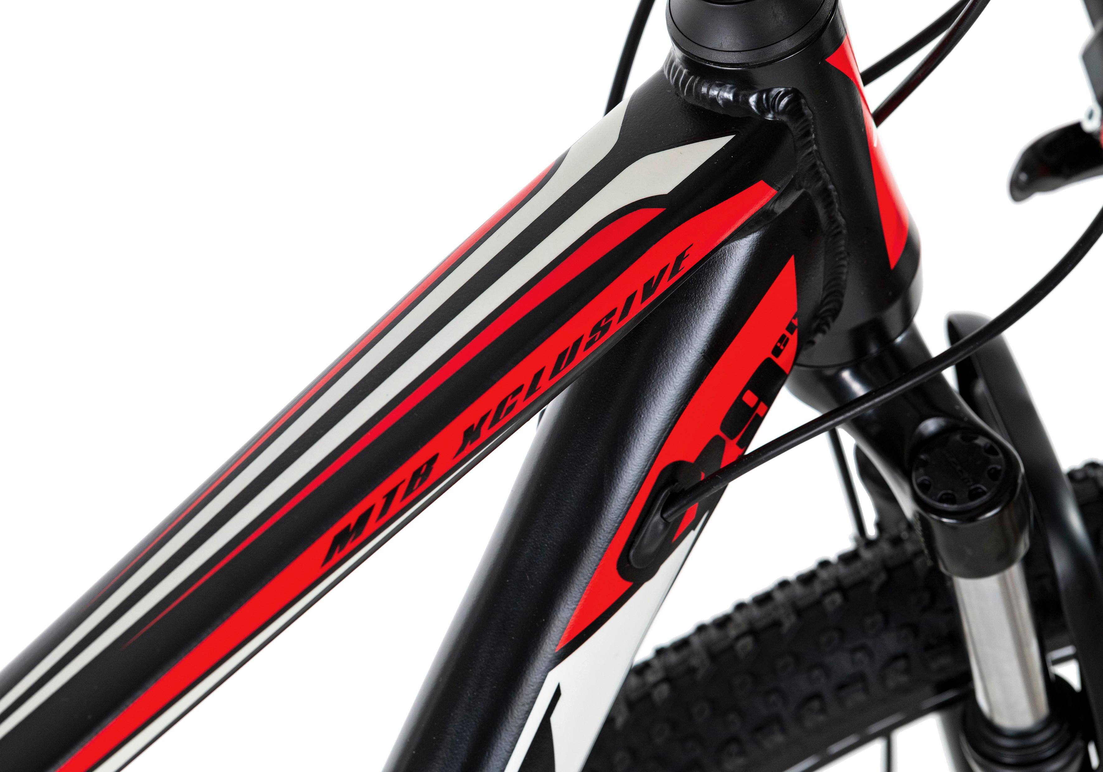 Mountainbike HARDTAIL XPLICIT aus Aluminium in Schwarz/Rot mit 21 Gängen Detail Rahmen