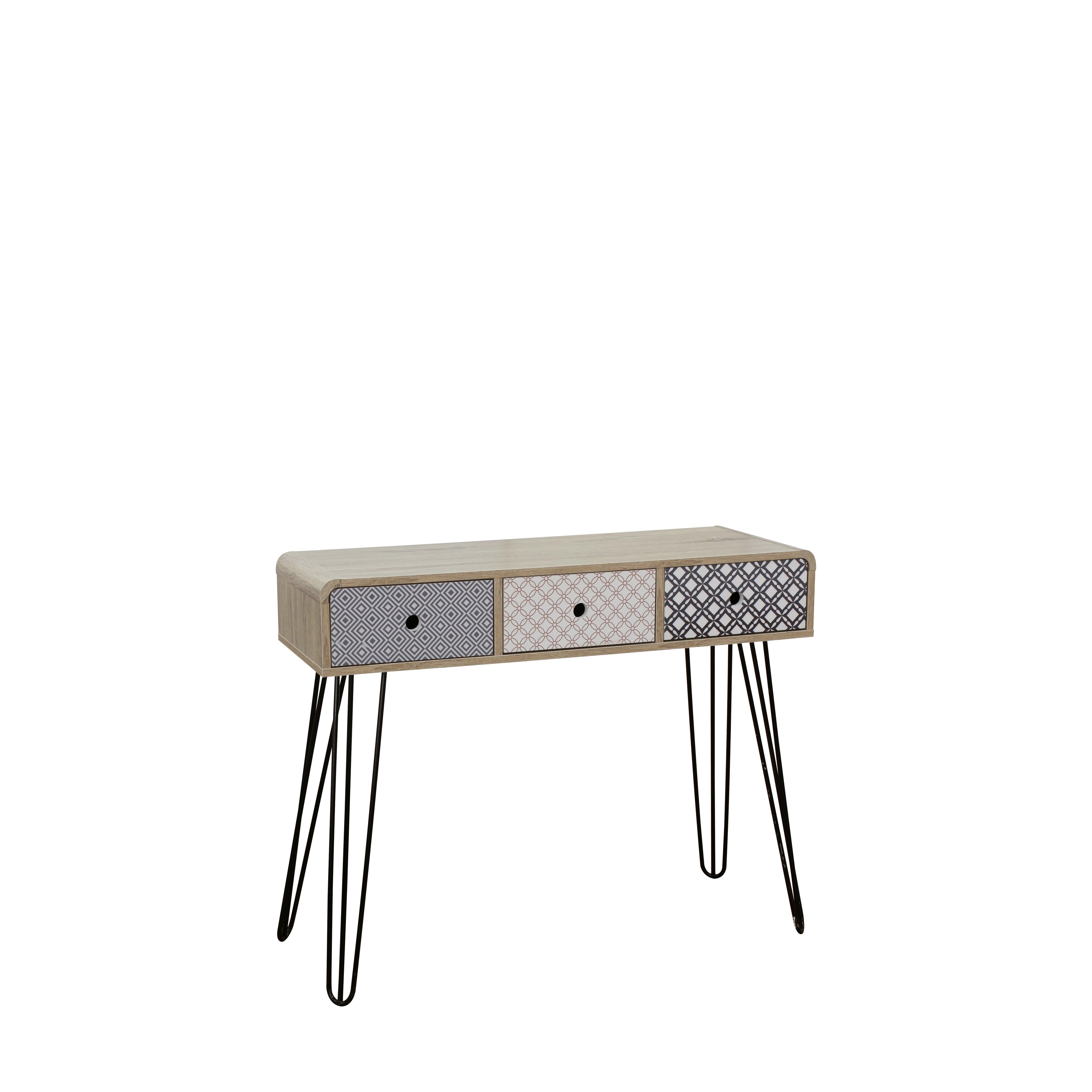 Konsolentisch Multicolor/Eichef. 99 cm - Eichefarben/Multicolor, Design, Holzwerkstoff/Metall (99/33,5/80,5cm) - Livetastic