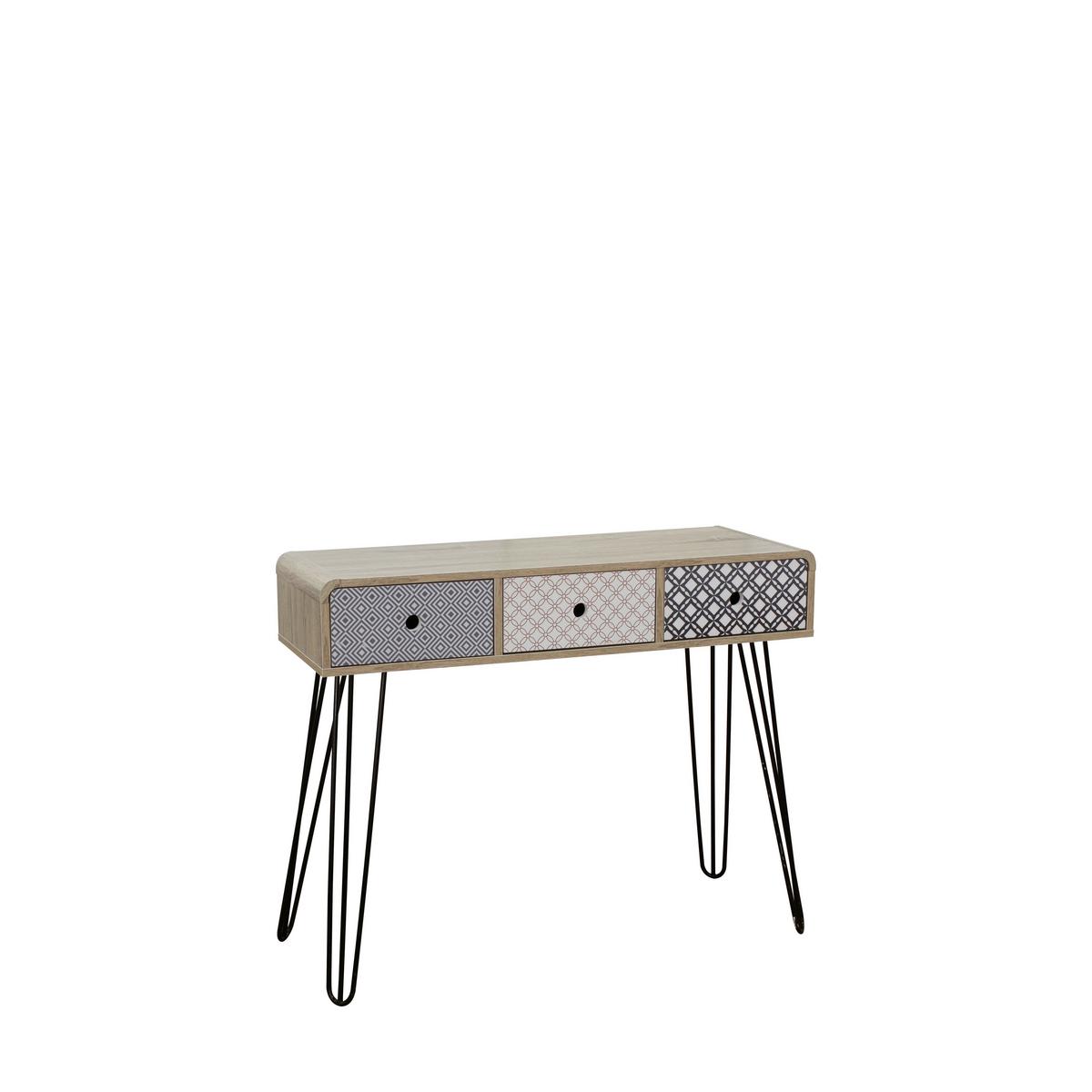 Konsolentisch Multicolor/Eichef. 99 cm - Eichefarben/Multicolor, Design, Holzwerkstoff/Metall (99/33,5/80,5cm) - Livetastic