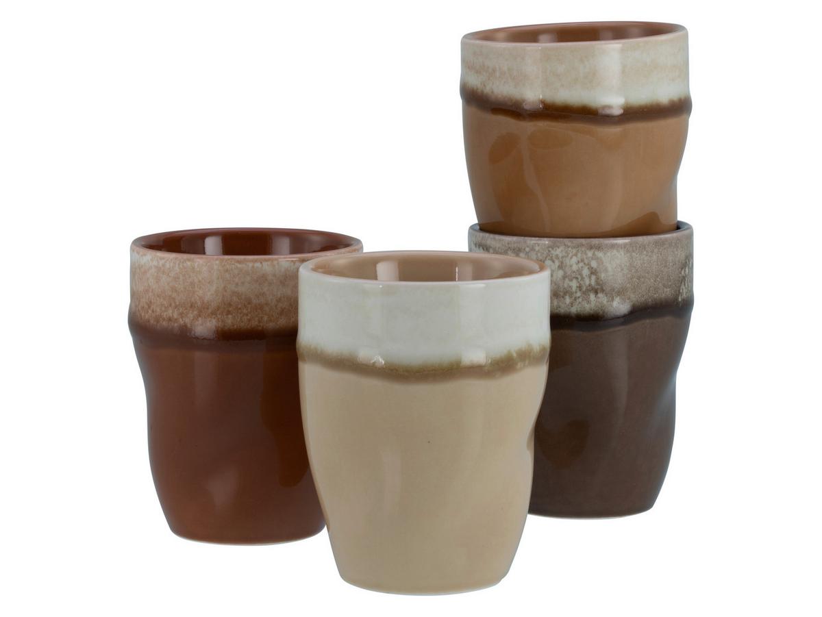 Kaffeebecherset, 4tlg. Steinzeug, Creme - Schlammfarben/Creme, Basics, Keramik (11/8cm) - Creatable