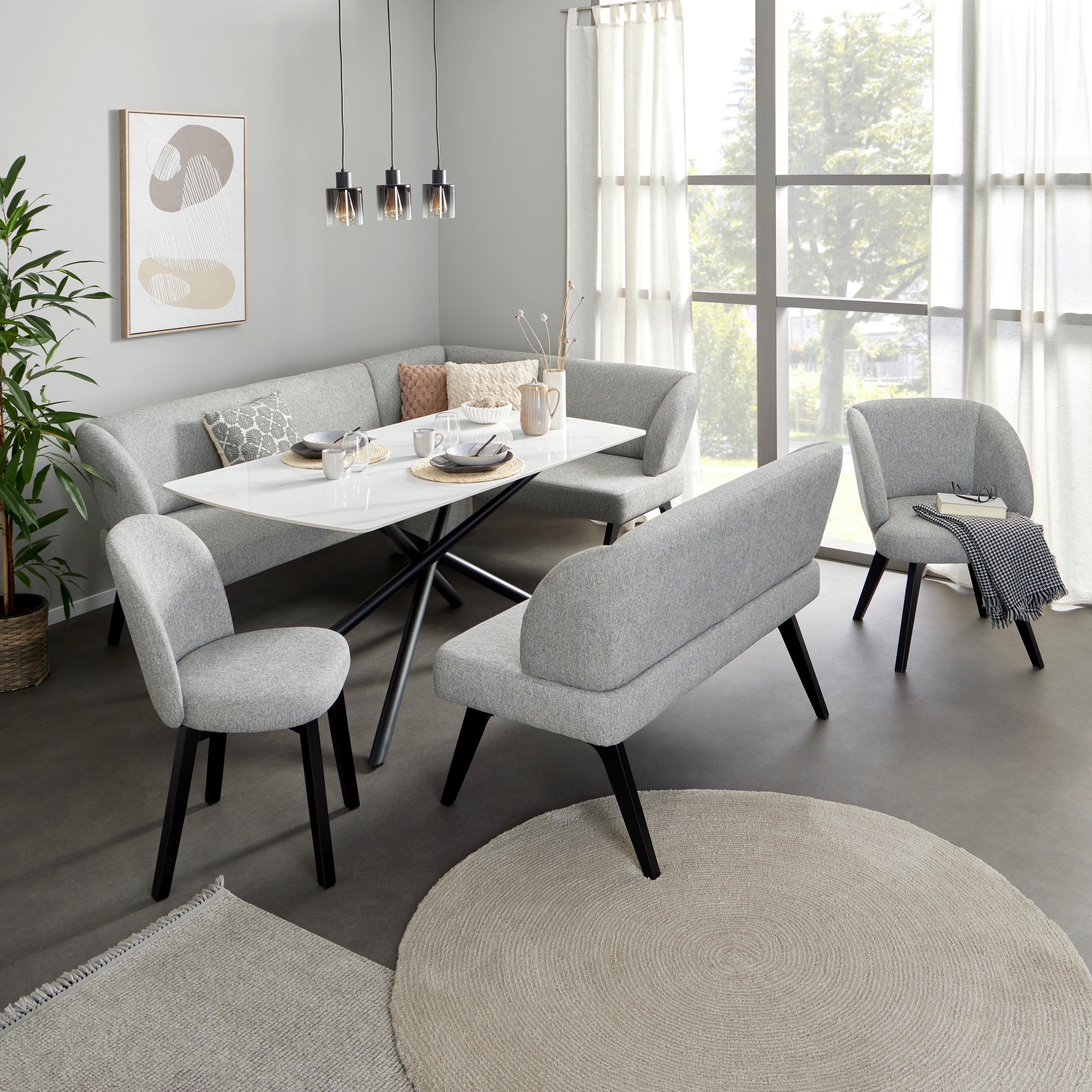 Eckbank Nala - Hellgrau/Schwarz, MODERN, Holz/Textil (215/150cm)