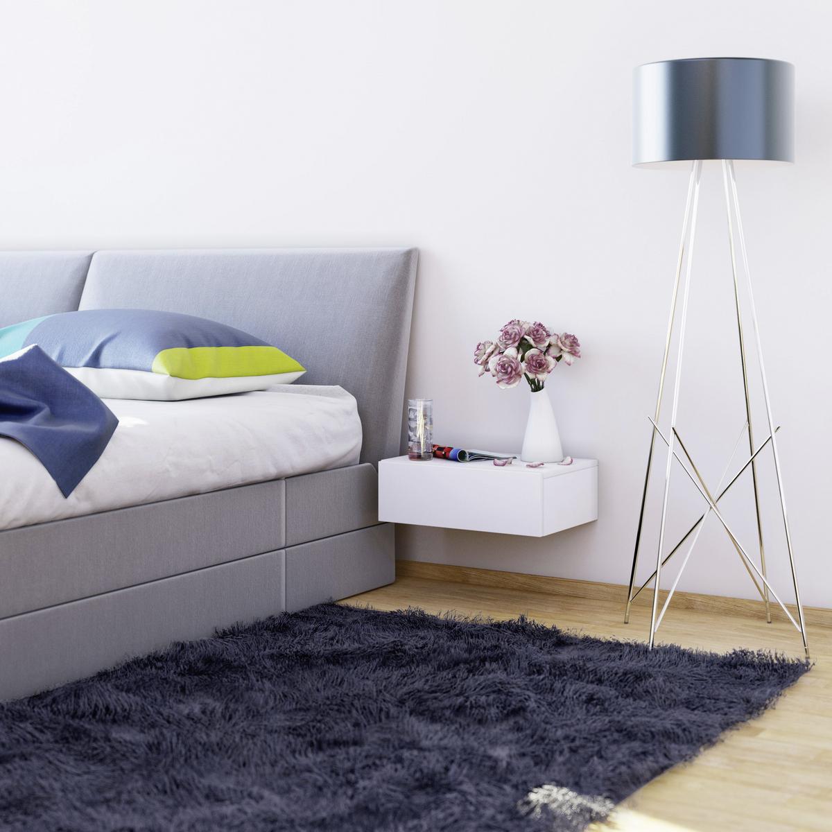 Nachtkästchen Weiß H: 15 cm Hängend Dormas - Weiß, Design, Holzwerkstoff (46/15/30cm) - MID.YOU