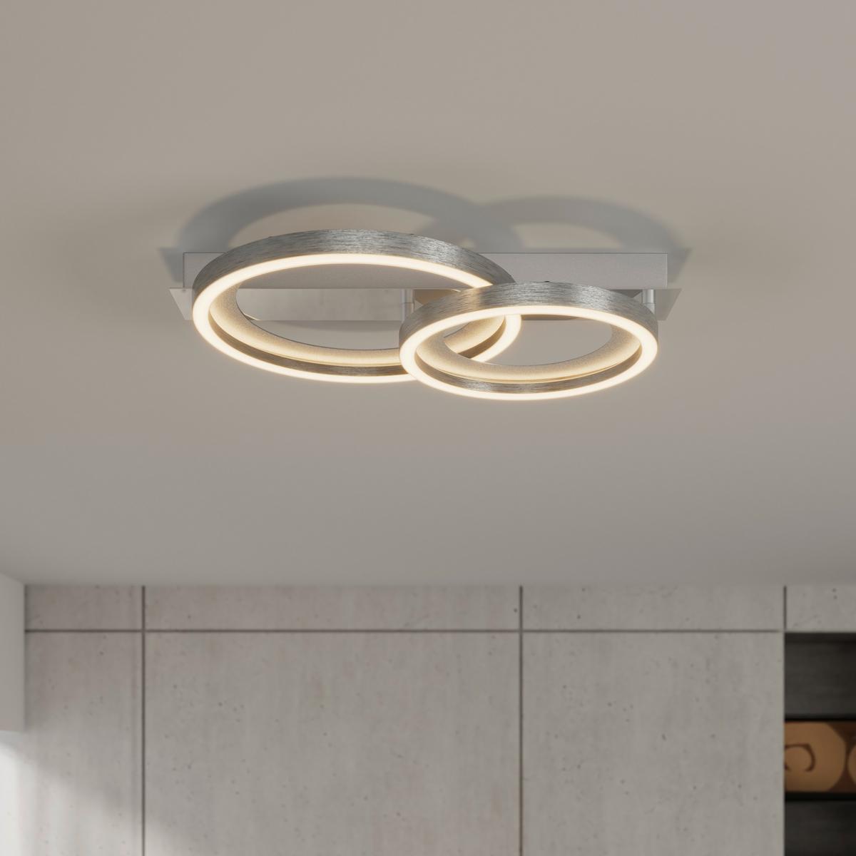 LED-DECKENLEUCHTE CALOGERO - Chromfarben/Silberfarben, Basics, Kunststoff/Metall (46/30,4/8cm) - Luca Bessoni