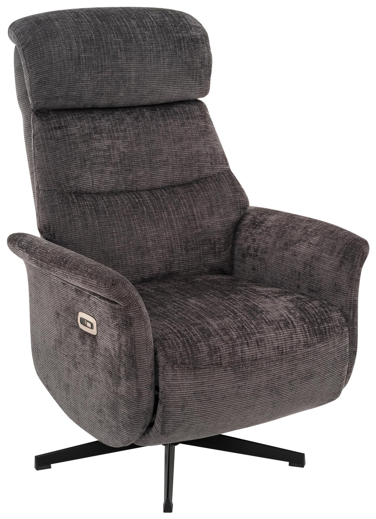 Relaxsessel Manila Chenille Anthrazit, B: 73 Cm - Anthrazit/Schwarz, MODERN, Textil/Metall (73/113/89cm)