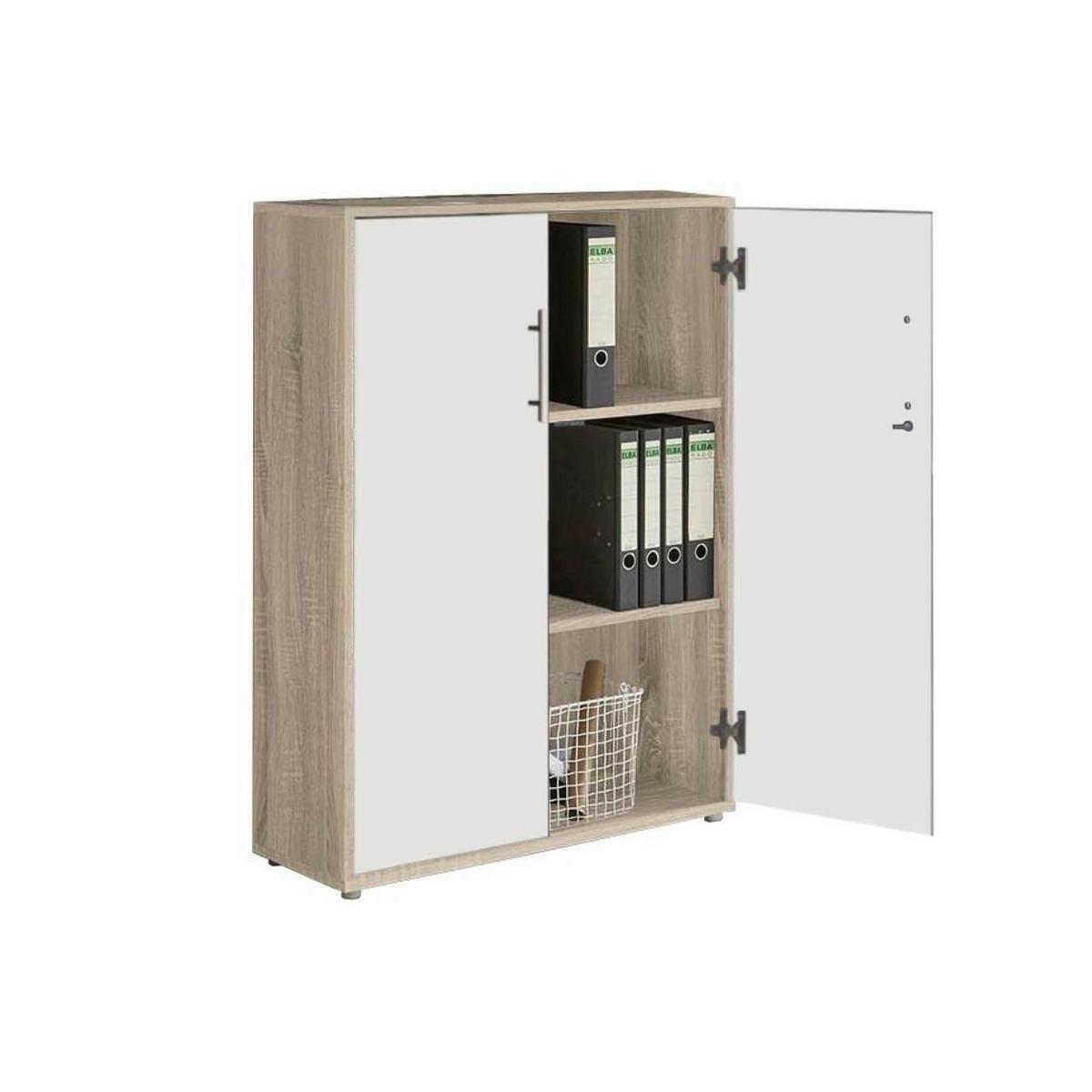 Aktenschrank Office Edition Grau/weiß Hg, B: 168,8 Cm - Weiß Hochglanz/Grau, MODERN, Holzwerkstoff (168,8/113,6/33cm) - MID.YOU