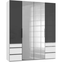 Drehtürenschrank 200cm Level, Grau/weiß - Weiß/Grau, MODERN, Glas/Holzwerkstoff (200/236/58cm) - MID.YOU