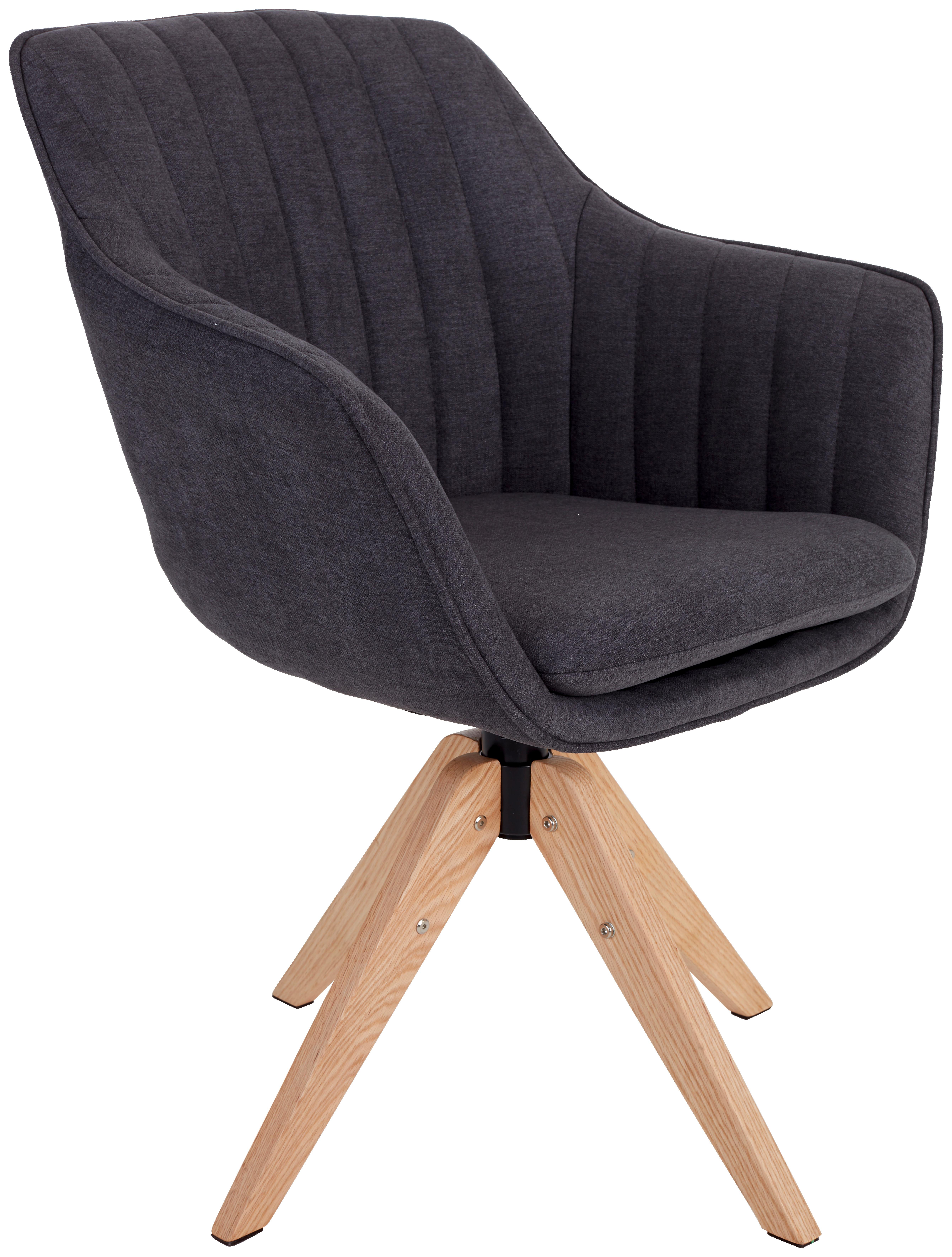 Armlehnstuhl Belluno Anthrazit mit drehbarer Sitzfläche - Eichefarben/Anthrazit, MODERN, Holz/Textil (60/88/57,5cm) - MID.YOU