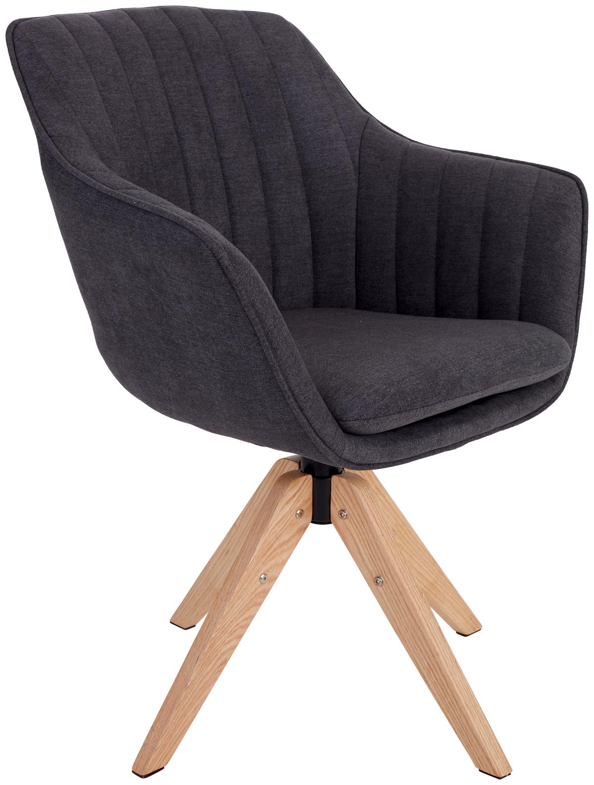 Armlehnstuhl Belluno Anthrazit mit drehbarer Sitzfläche - Eichefarben/Anthrazit, MODERN, Holz/Textil (60/88/57,5cm) - MID.YOU