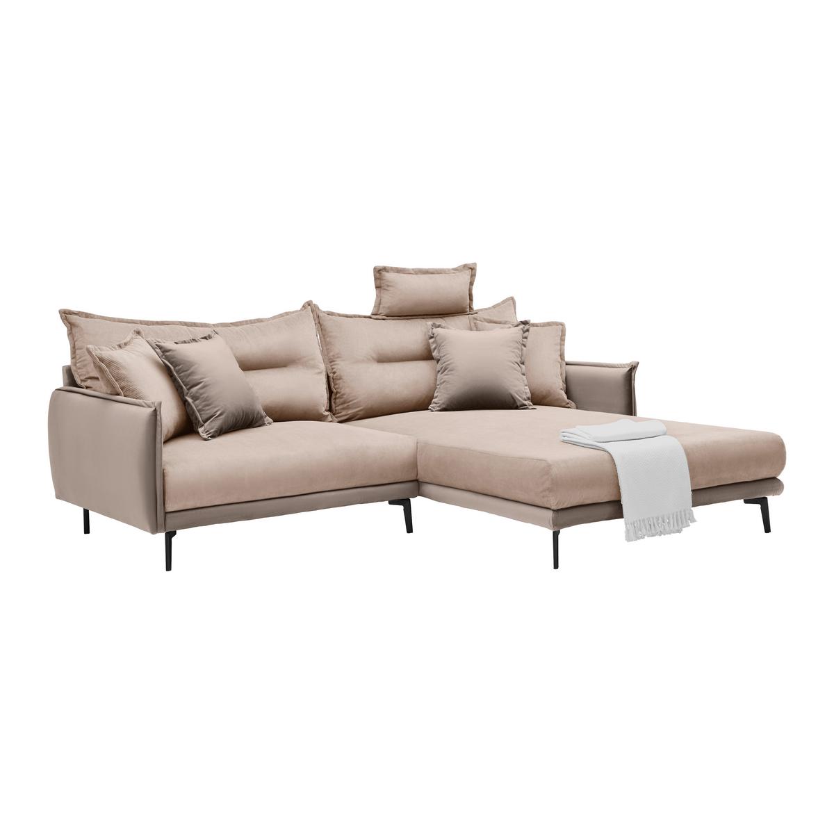 Rohová sedačka NUOVO, oboustranná, šedobéžová - černá/šedobéžová, Moderní, kov/textil (245/190cm) - Mömax