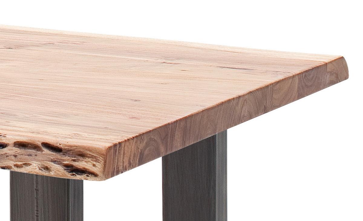 Couchtisch Holz mit Massiver Tischplatte Cartagena, Akazie - Akaziefarben/Nickelfarben, MODERN, Holz/Metall (75/45/75cm)