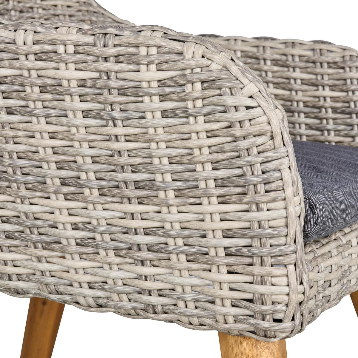 Kerti Étkezőgarnitúra Oslo - akáciaszínű/szürke, Modern, műanyag/textil - Beldano