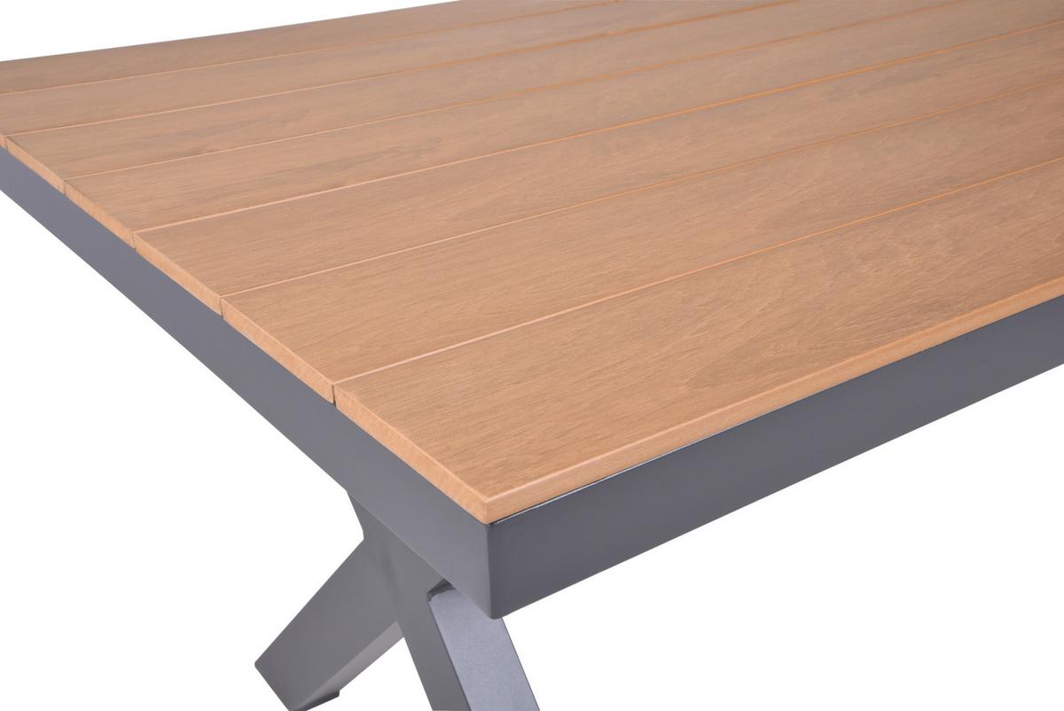 Gartentisch Silea - Anthrazit/Braun, Basics, Kunststoff/Metall (173/93,5/75cm) - Gardenson