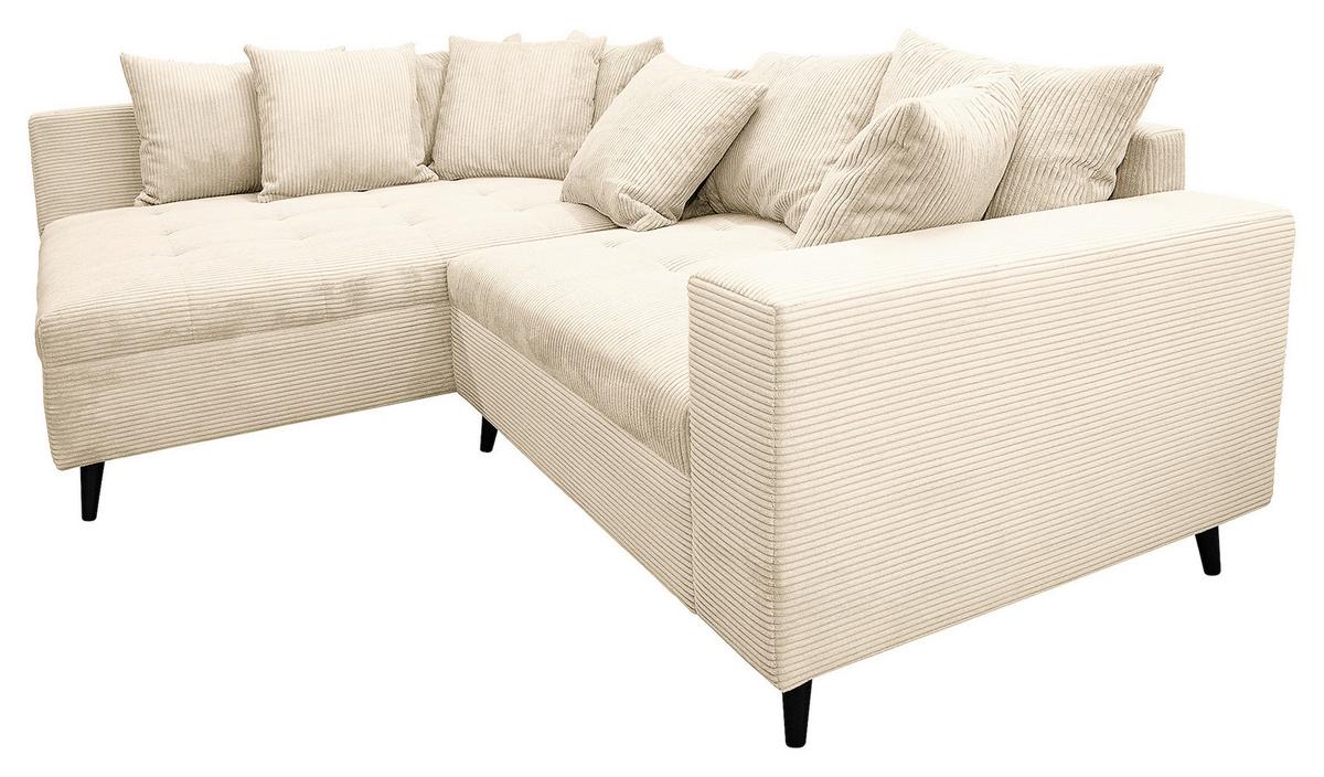 Ecksofa Pruno, Creme S: 174x247 Cm - Creme/Schwarz, Design, Textil (174/247cm) - MID.YOU