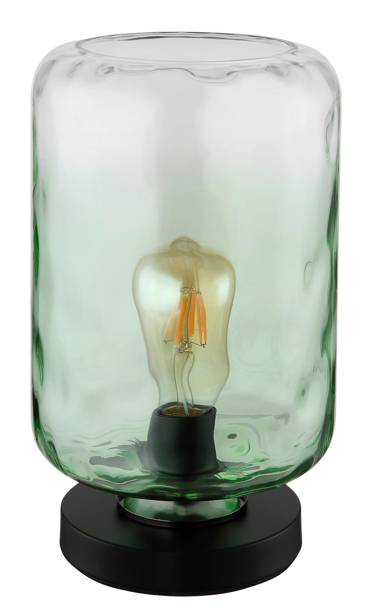 Tischleuchte 16046tg - Klar/Schwarz, KONVENTIONELL, Glas/Metall (19/32,5cm) - Globo