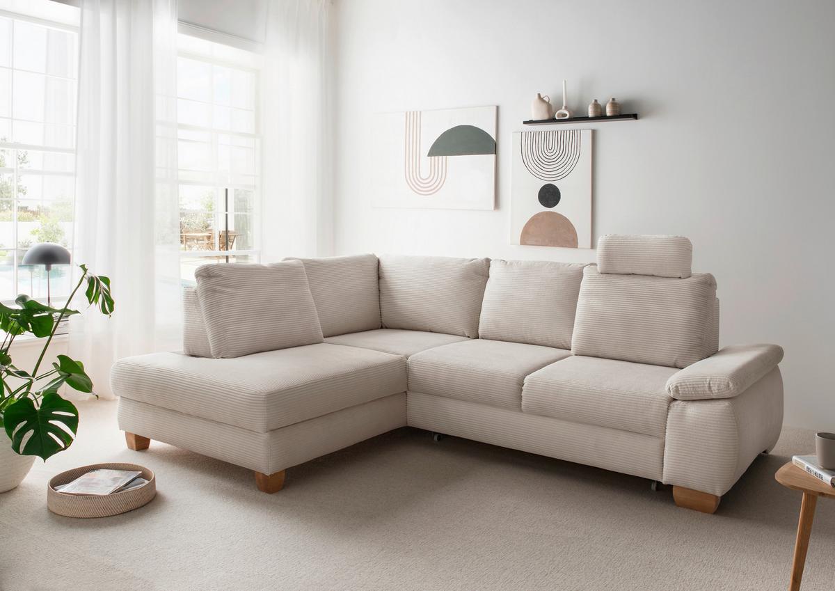 Eckschlafsofa Positano. Beige S: 206x261 Cm - Wildeiche/Beige, MODERN, Textil (206/261cm) - Livetastic