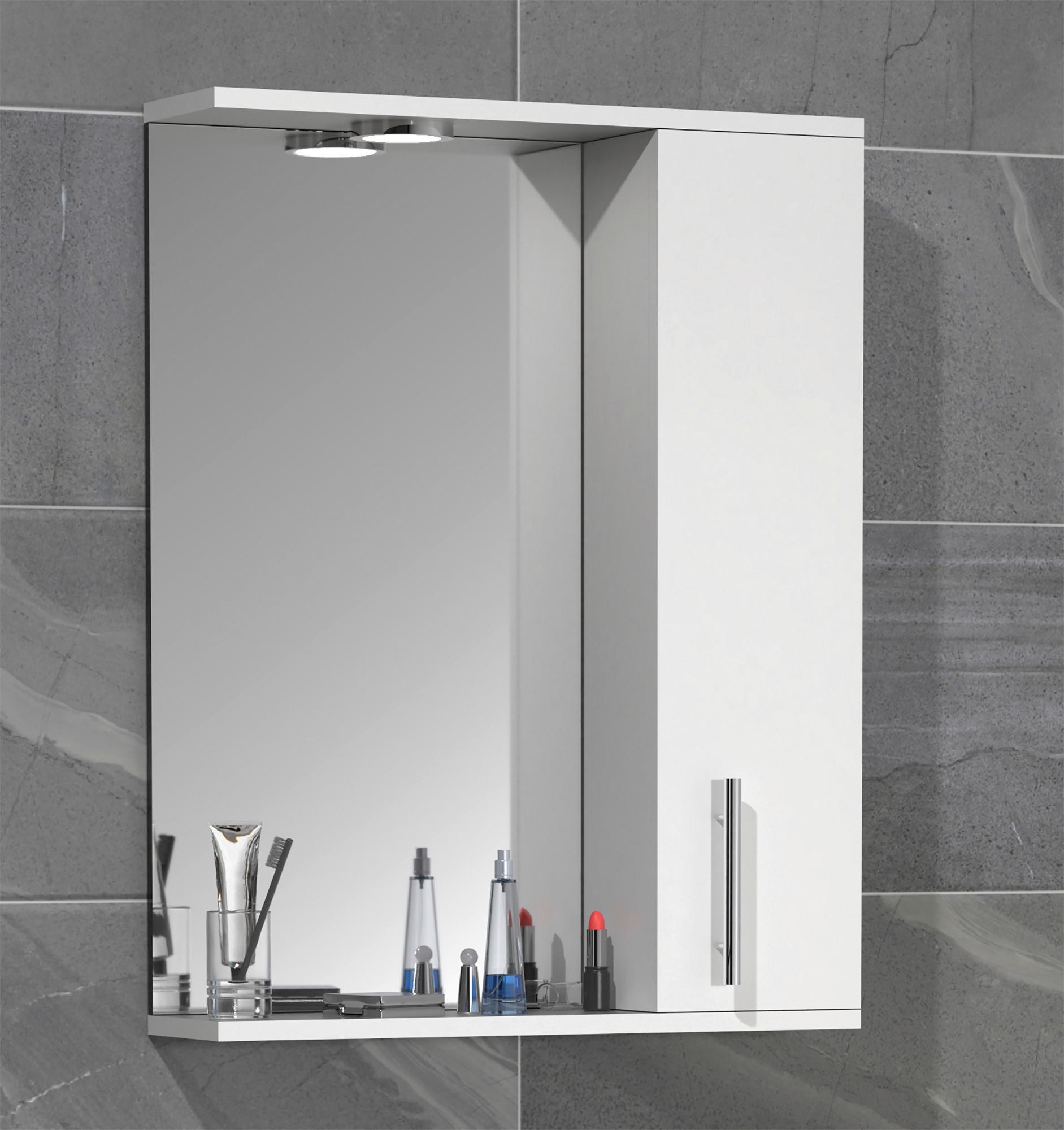 Spiegelschrank Lisalo L - Weiß, MODERN, Glas/Holzwerkstoff (55/71/14cm) - MID.YOU