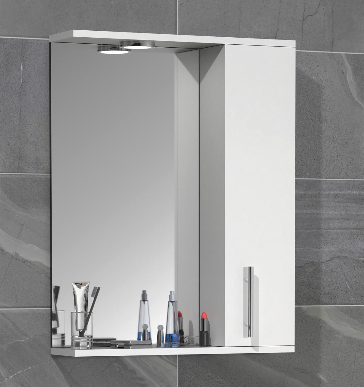 Spiegelschrank Lisalo L - Weiß, MODERN, Glas/Holzwerkstoff (55/71/14cm) - MID.YOU
