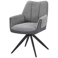 Armlehnstuhl Caro Chenille grau, B: 66cm - Schwarz/Grau, Trend, Textil/Metall (66/87/62cm)