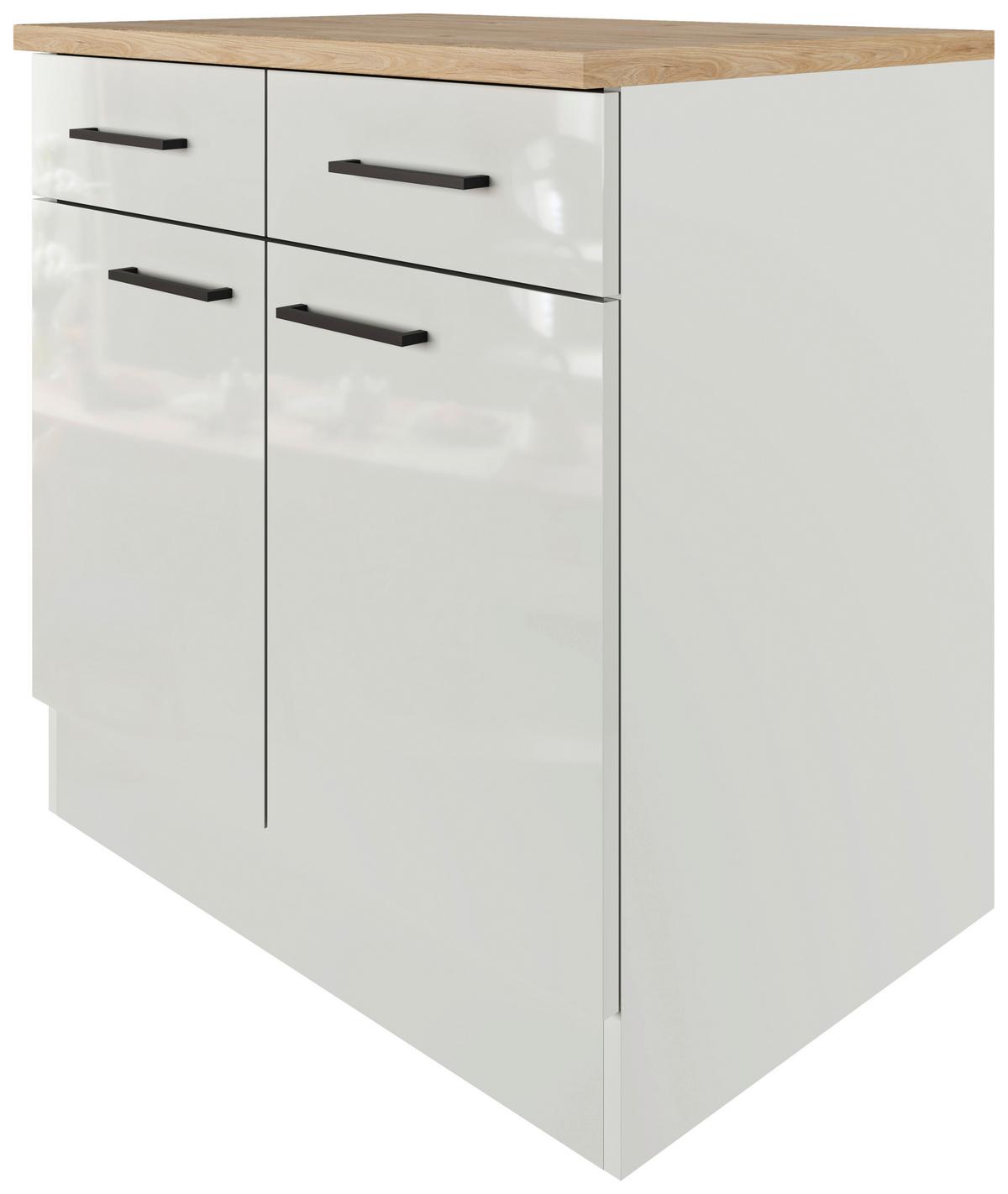 Kuchyňská spodní skříňka LEVI - šedá/černá, Moderní, kov/kompozitní dřevo (80/86/60cm) - FlexWell