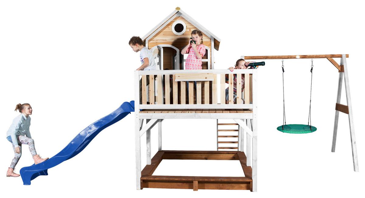 Spielturm A030.154.31 - Blau/Braun, KONVENTIONELL, Holz (613/291/277cm) - Ambia Garden