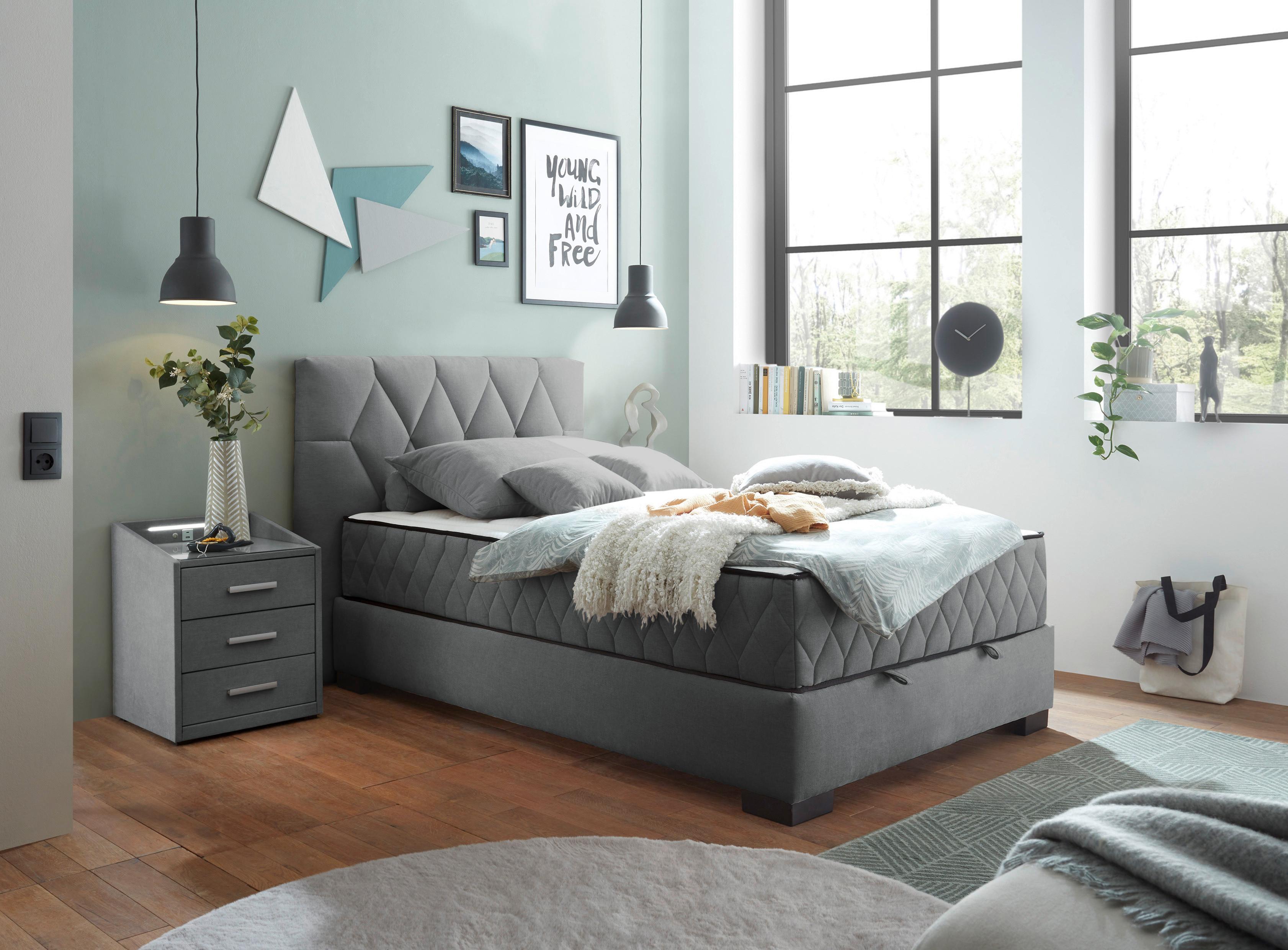 Boxbett Nagol B - Anthrazit/Schwarz, MODERN, Holzwerkstoff/Textil (120/200cm) - MID.YOU