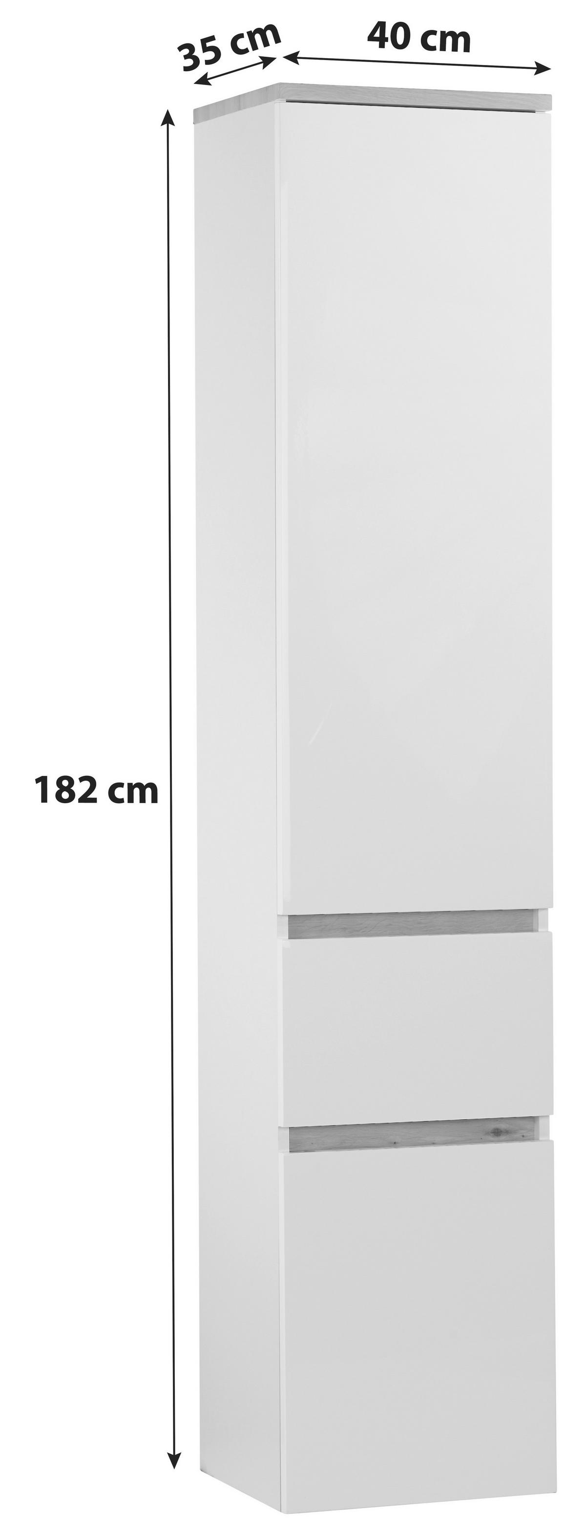 Hängender Hochschrank Grifflos Marbella B: 40 Cm Weiß - MODERN (40/182/35cm)